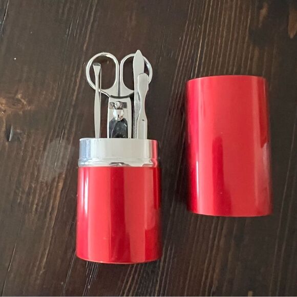 Stylish Silver Manicure Set with Red Case - Picture 5 of 5